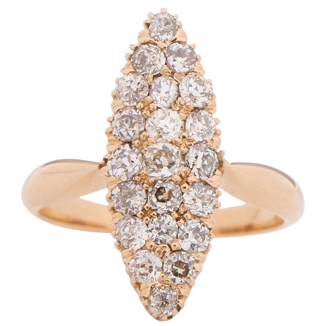 1.00 Carat Edwardian Diamond 14 Karat Yellow Gold Engagement Ring For Sale