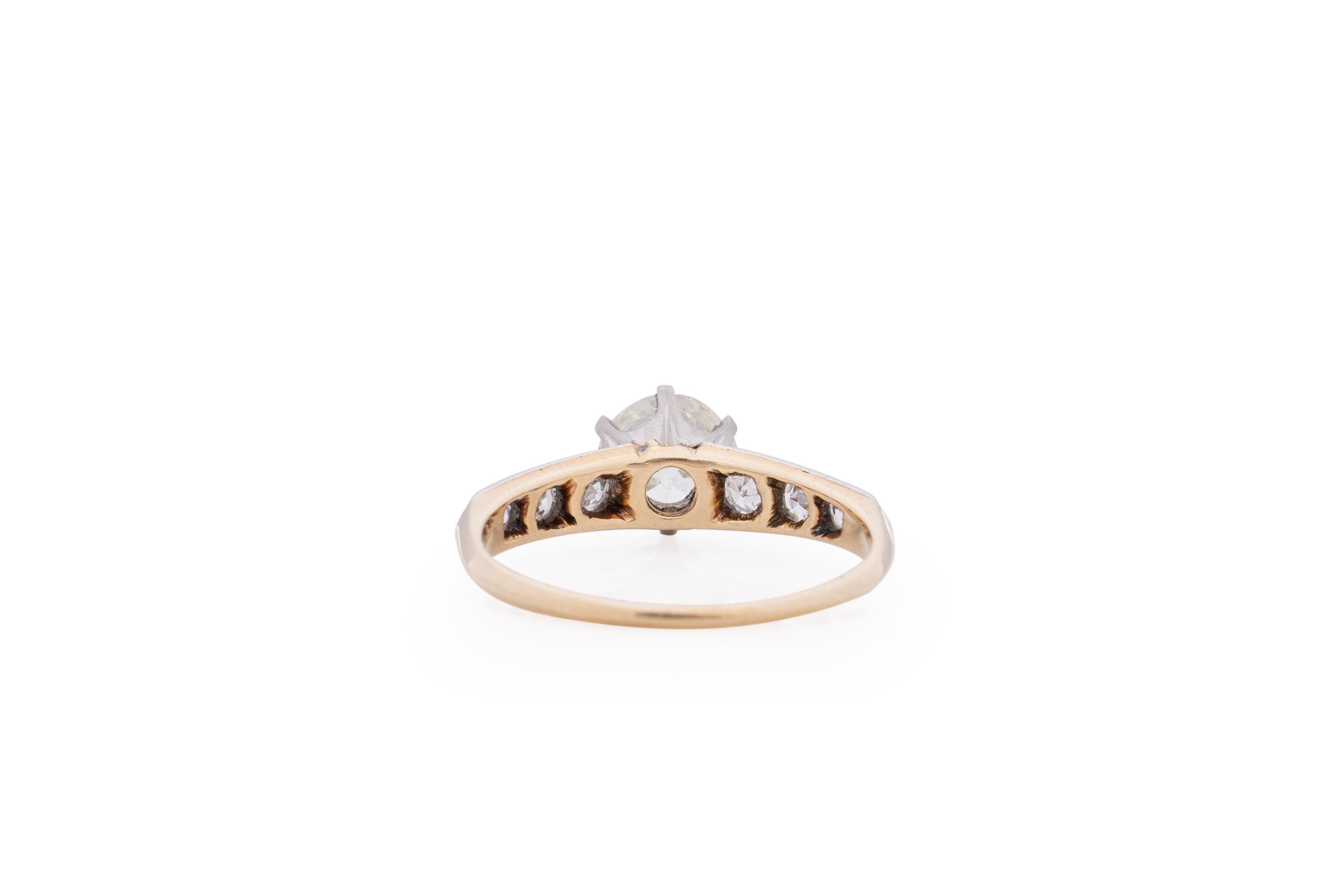 1.00 Carat Edwardian Diamond 14 Karat Yellow Gold & Platinum Engagement Ring In Good Condition For Sale In Atlanta, GA