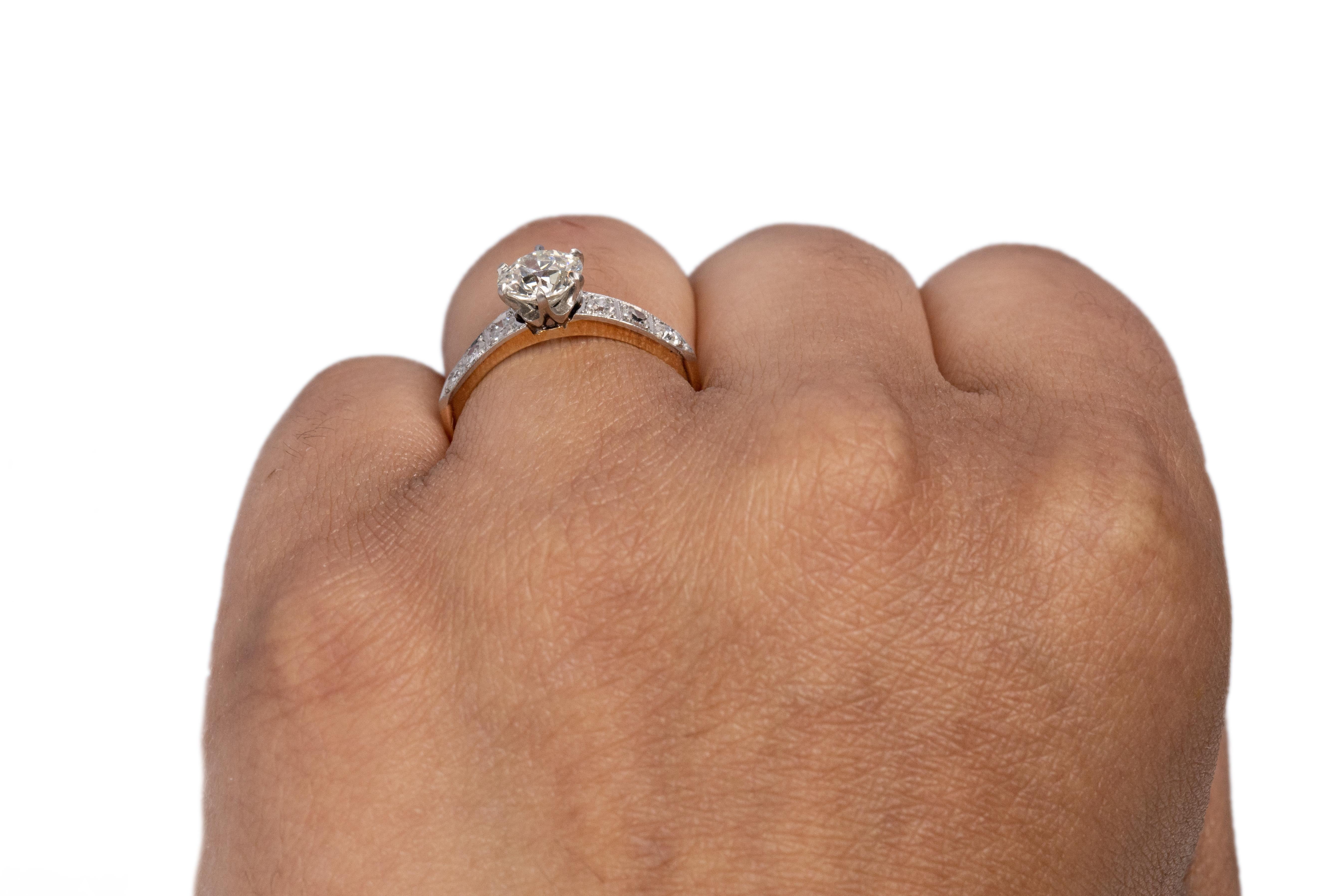 1.00 Carat Edwardian Diamond 14 Karat Yellow Gold & Platinum Engagement Ring For Sale 1