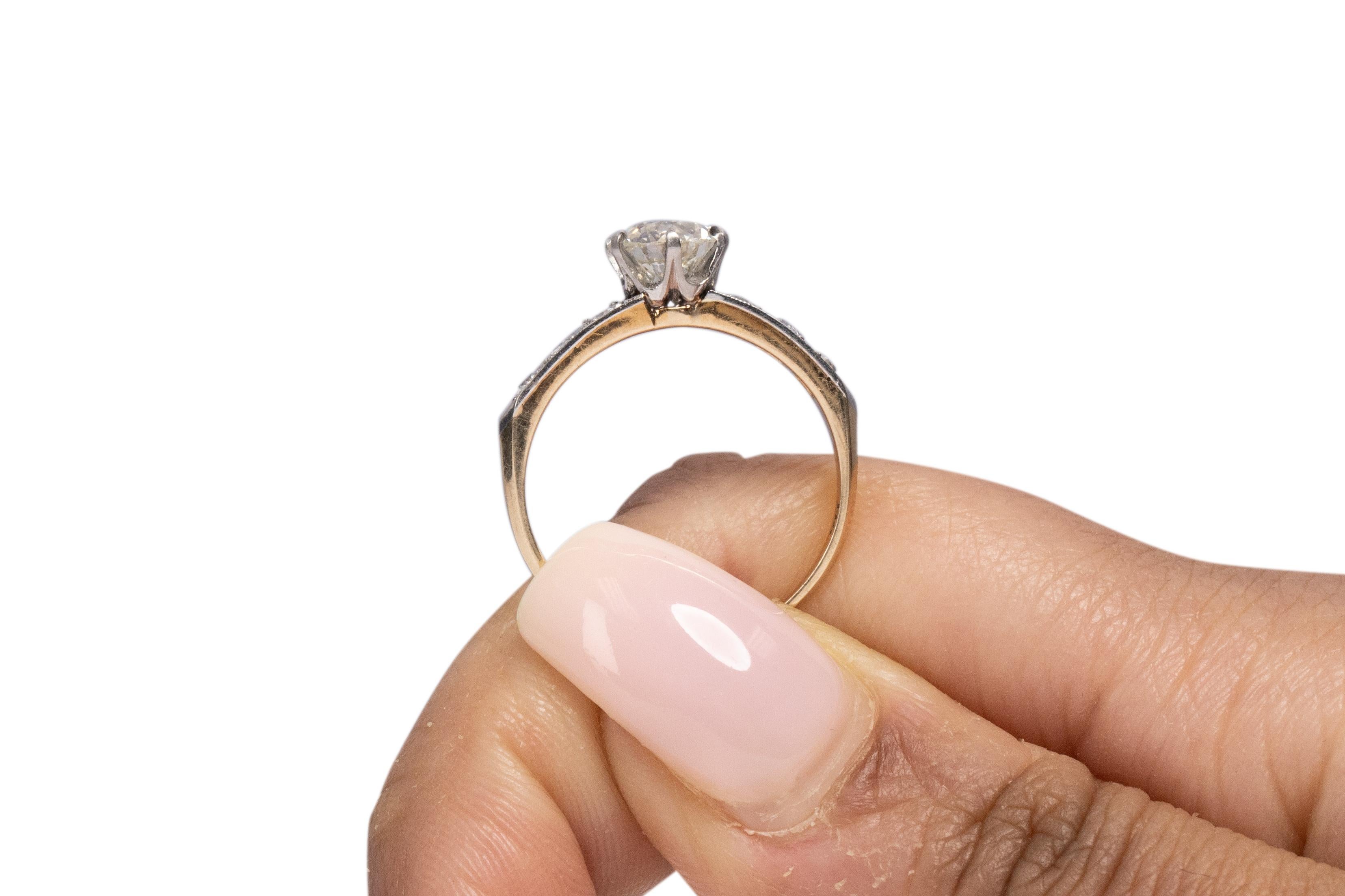1.00 Carat Edwardian Diamond 14 Karat Yellow Gold & Platinum Engagement Ring For Sale 3