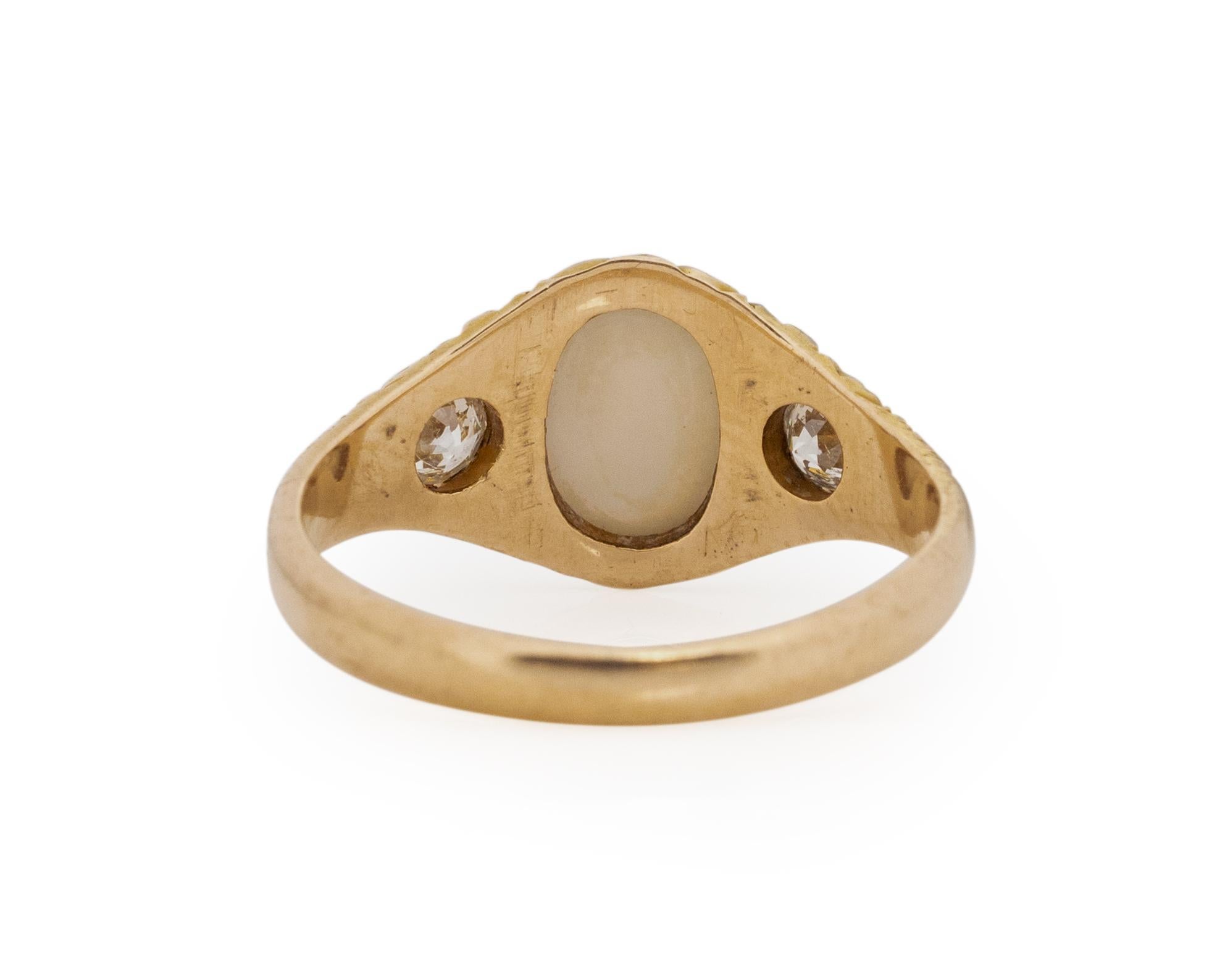 Women's 1.00 Carat Edwardian Oval Cabachon 14 Karat Yellow Gold Engagement Ring For Sale