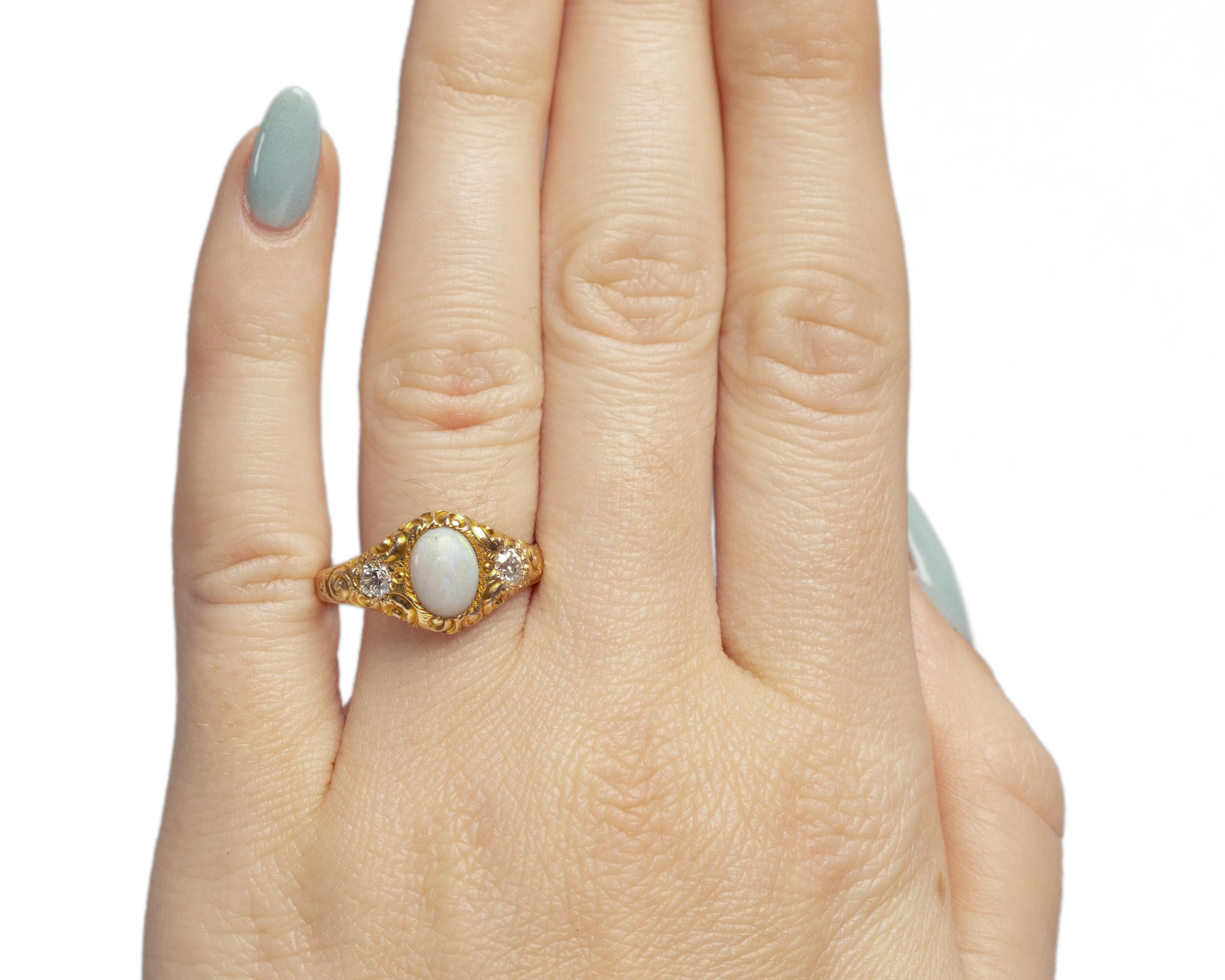1.00 Carat Edwardian Oval Cabachon 14 Karat Yellow Gold Engagement Ring For Sale 1