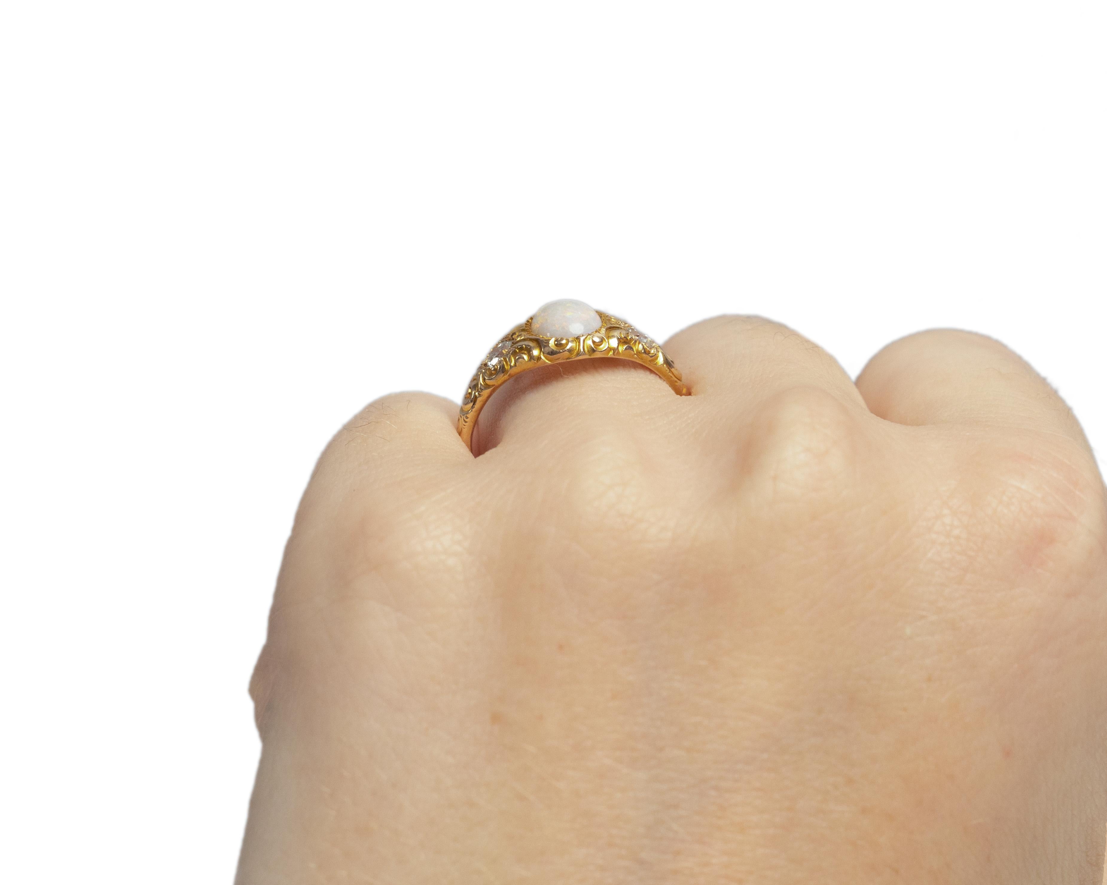 1.00 Carat Edwardian Oval Cabachon 14 Karat Yellow Gold Engagement Ring For Sale 2