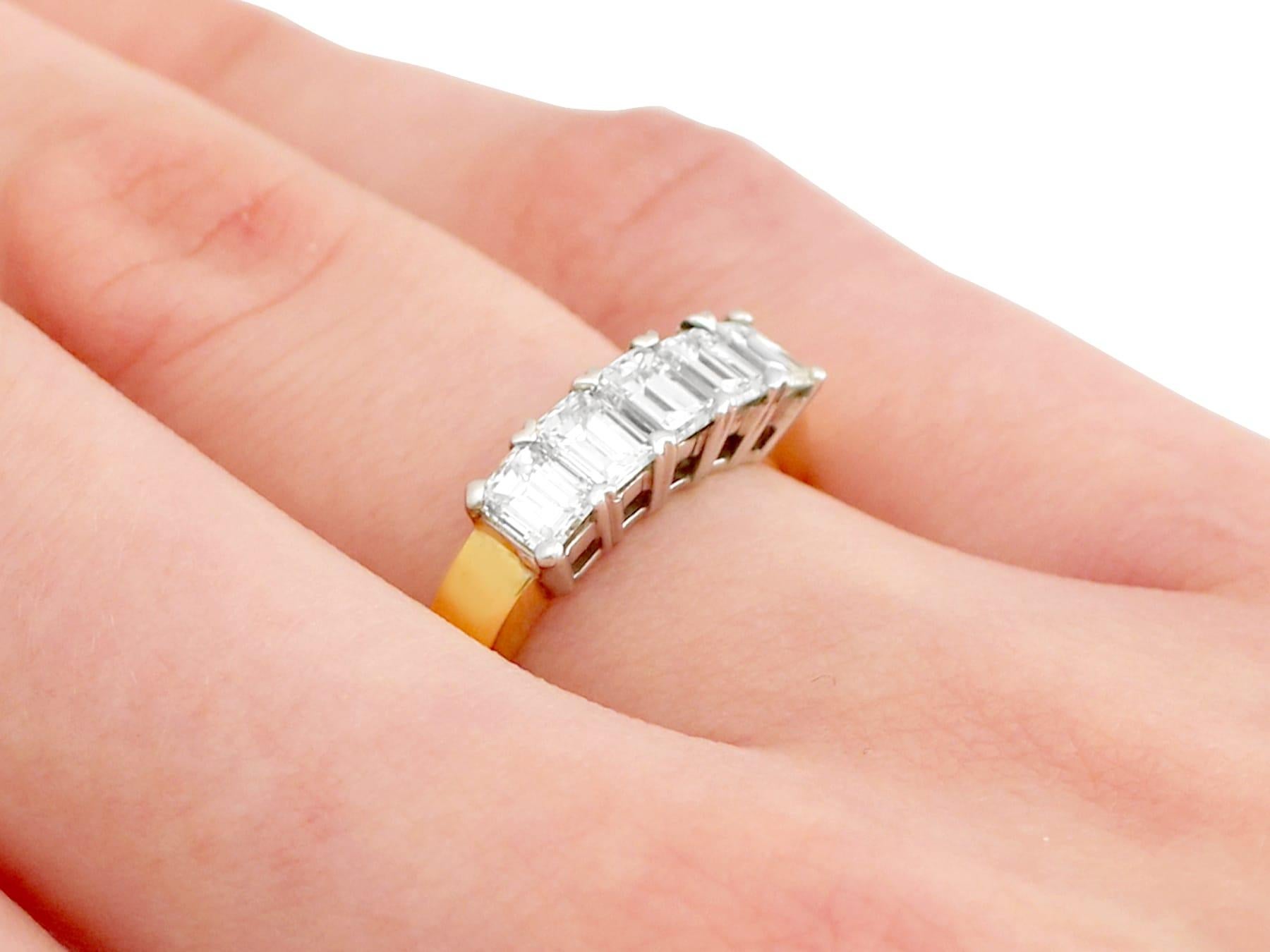 Women's or Men's 1.00 Carat Emerald Cut Diamond Five-Stone Yellow Gold Half Eternity Ring For Sale
