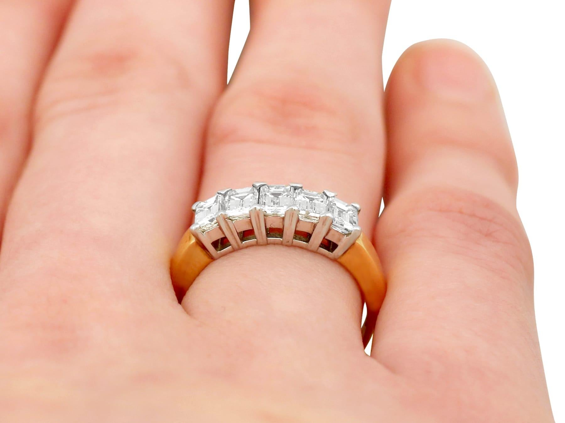 1.00 Carat Emerald Cut Diamond Five-Stone Yellow Gold Half Eternity Ring For Sale 1