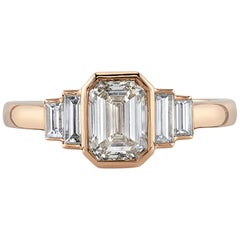 1.00 Carat Emerald Cut Diamond Set in an 18 Karat Rose Gold Ring