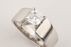 1.00 Carat Emerald Cut Diamond Solitaire Platinum Engagement Ring EGL