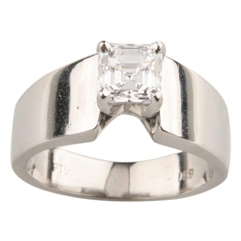 1,00 quilate Diamante talla esmeralda Solitario Anillo de compromiso en platino EGL