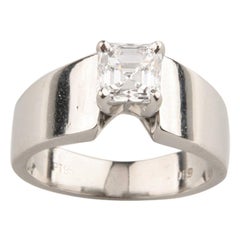 1,00 quilate Diamante talla esmeralda Solitario Anillo de compromiso en platino EGL