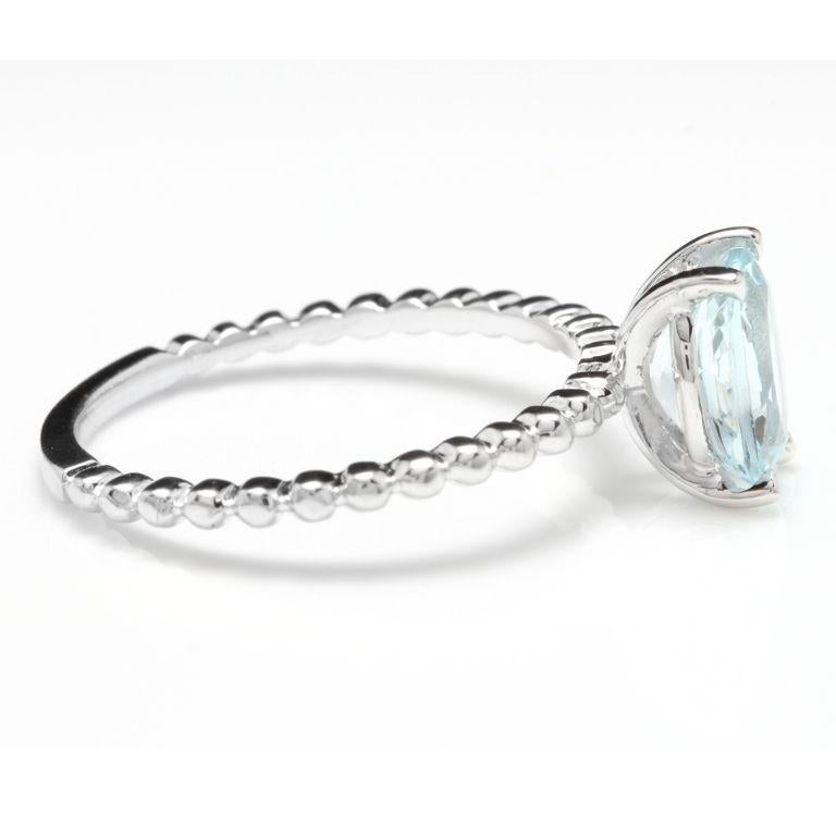 1.00 Carat Exquisite Natural Aquamarine 14 Karat Solid White Gold Ring In New Condition For Sale In Los Angeles, CA