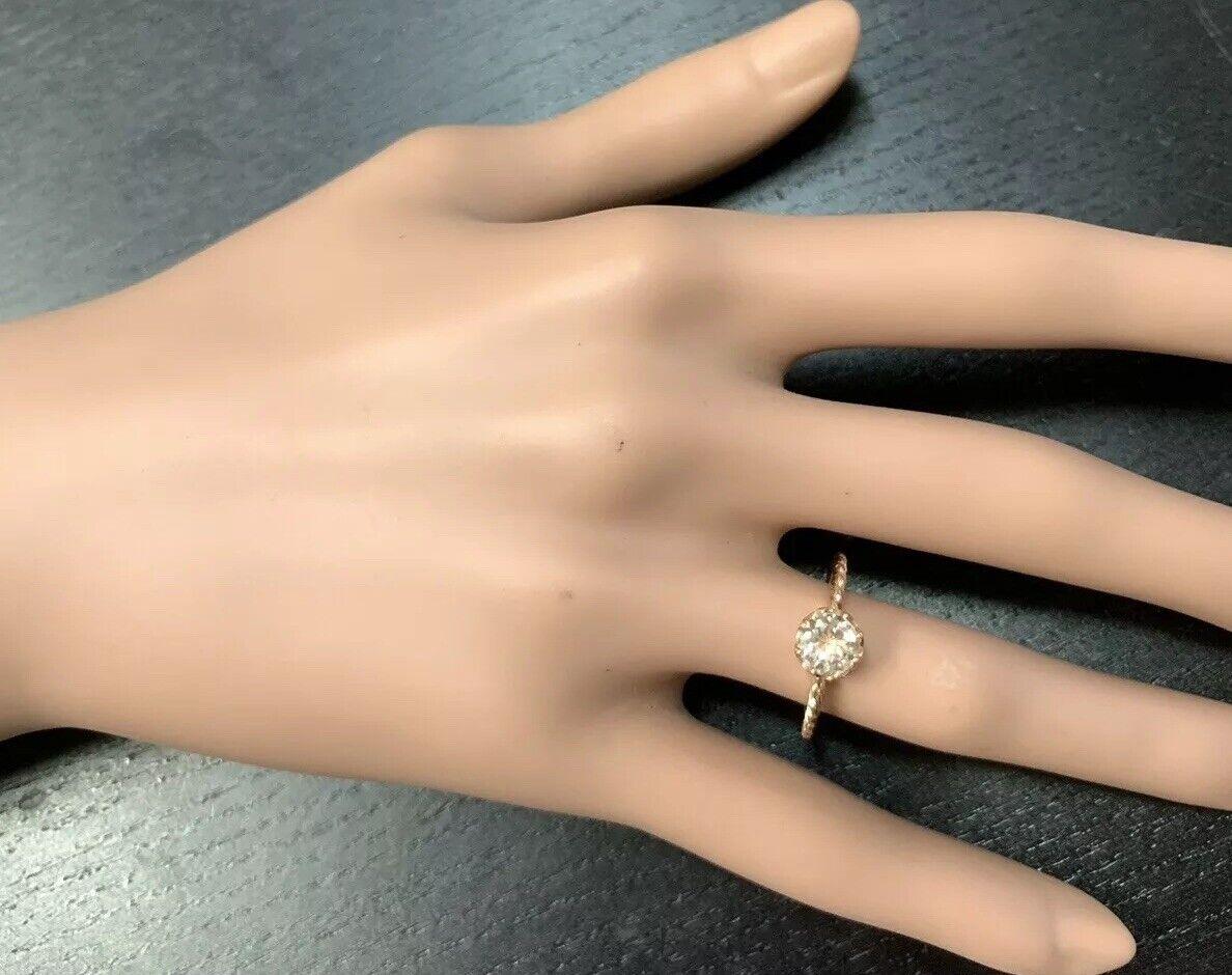 De las mujeres 1,00 Quilate Exquisita Morganita Natural Anillo de Oro Rosa Macizo de 14 Kilates en venta