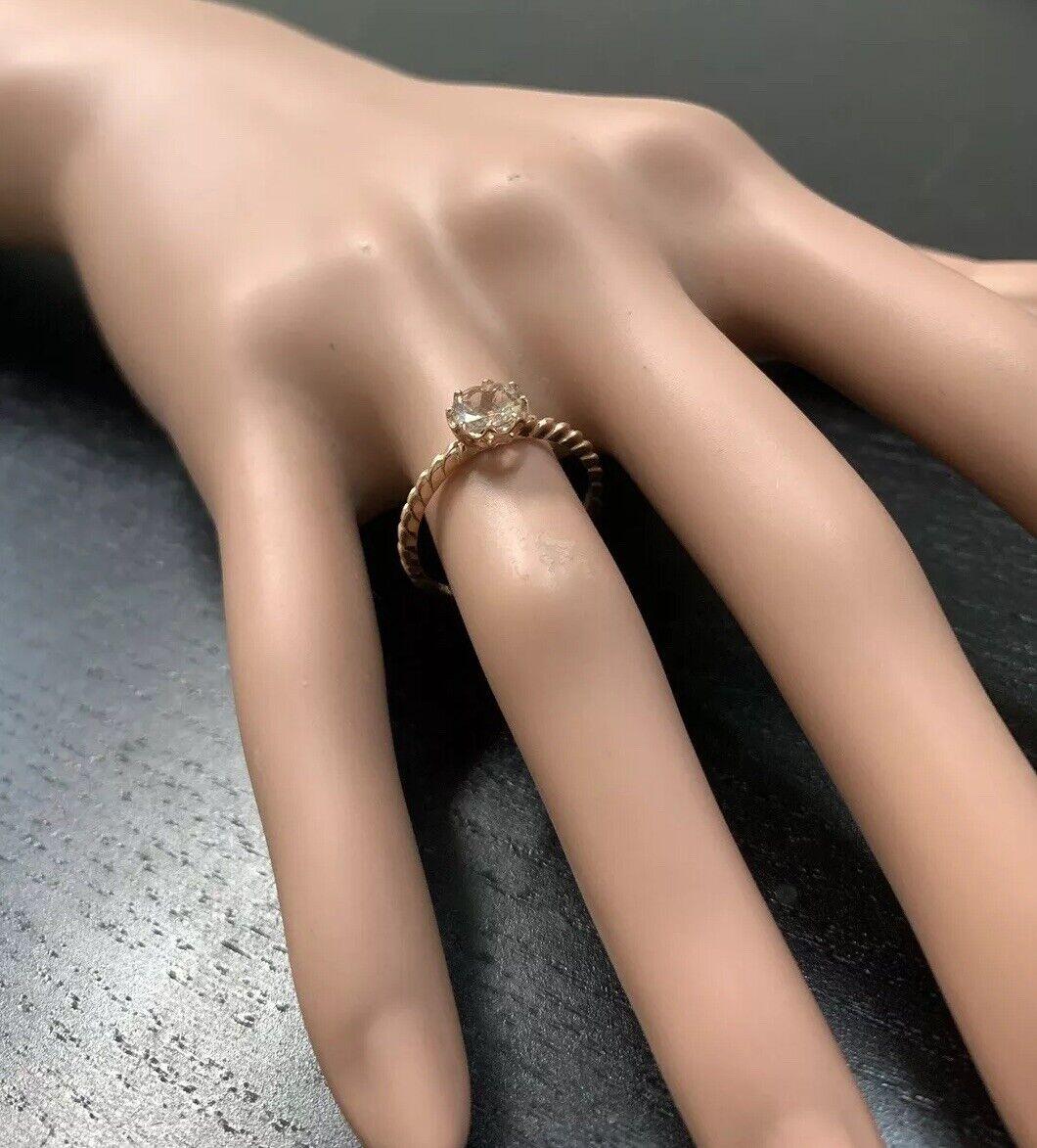 1,00 Quilate Exquisita Morganita Natural Anillo de Oro Rosa Macizo de 14 Kilates en venta 2