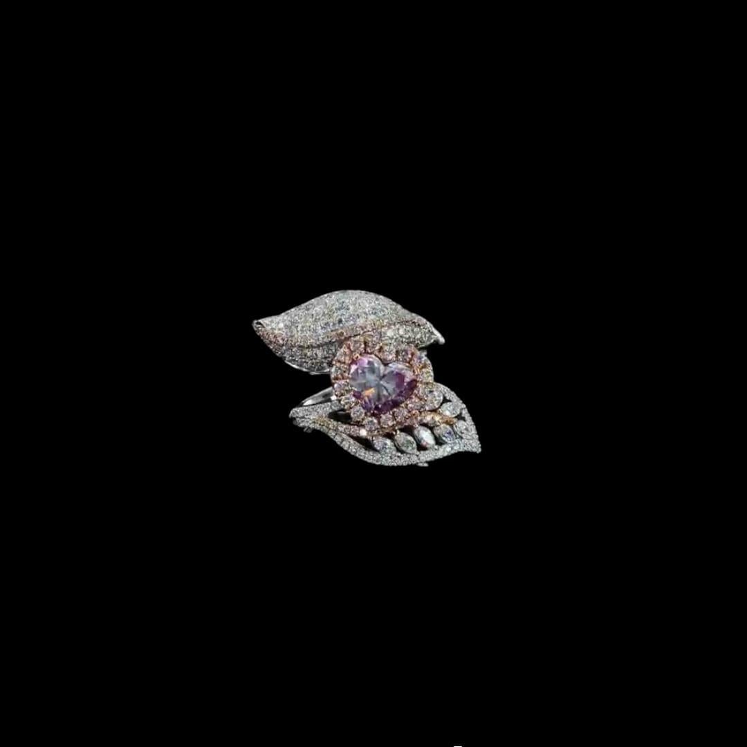 1.00 Carat Faint Pinkish Brown Diamond Ring SI2 Clarity GIA Certified In New Condition For Sale In Kowloon, HK