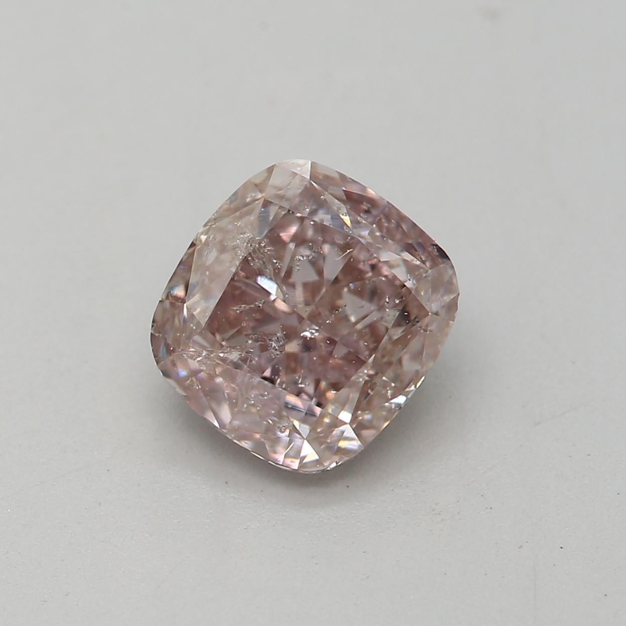 1.00 Carat Fancy Brownish Pink Cushion cut diamond I2 Clarity GIA Certified For Sale 1