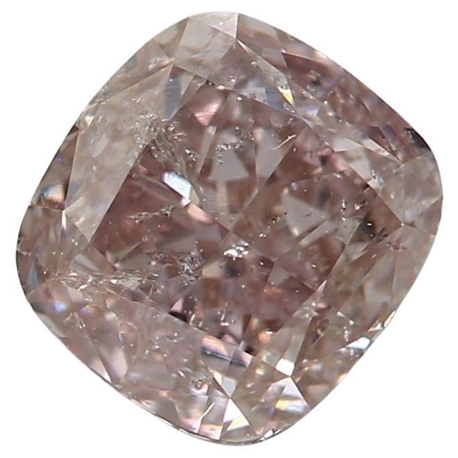 1.00 Carat Fancy Brownish Pink Cushion cut diamond I2 Clarity GIA Certified For Sale