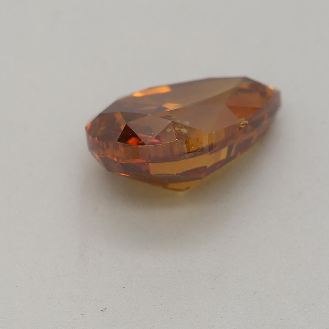 1.00 Carat Fancy Deep Brown Orange Pear cut diamond i1 Clarity GIA Certified In New Condition For Sale In Kowloon, HK
