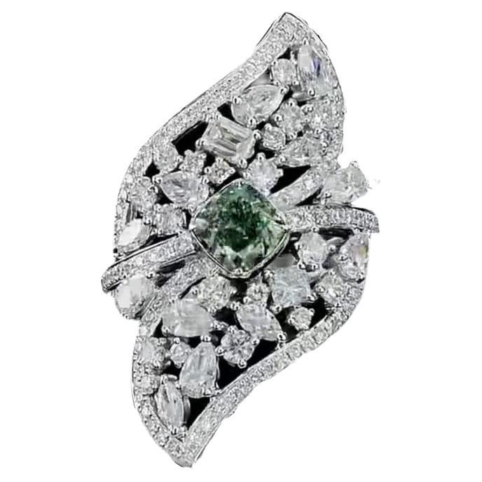 1.00 Carat Fancy Green Diamond Ring VS Clarity AGL Certified For Sale