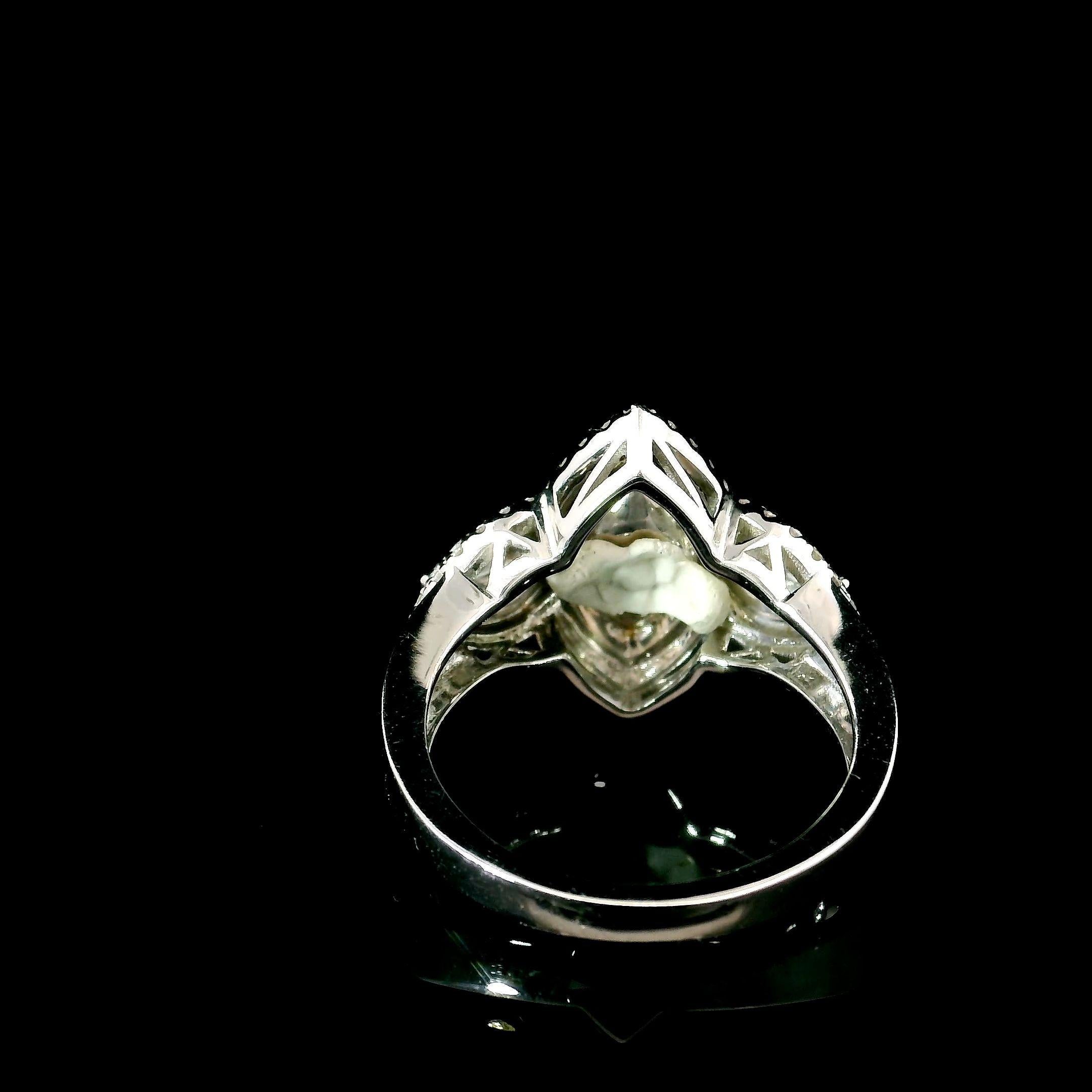 Marquise Cut 1.00 Carat Fancy Green Diamond Ring SI Clarity AGL Certified For Sale