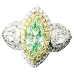 1.00 Carat Fancy Green Diamond Ring SI Clarity AGL Certified