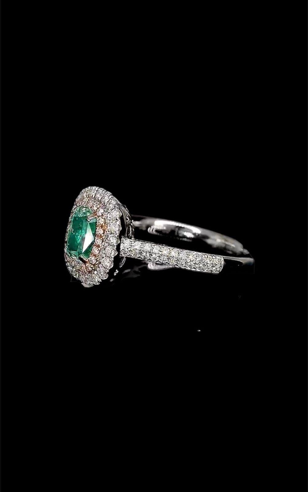 1.00 Carat Fancy Intense Green Diamond Ring SI Clarity AGL Certified For Sale 6