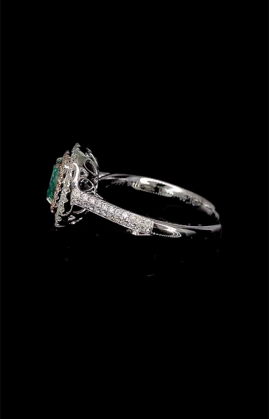 1.00 Carat Fancy Intense Green Diamond Ring SI Clarity AGL Certified For Sale 7