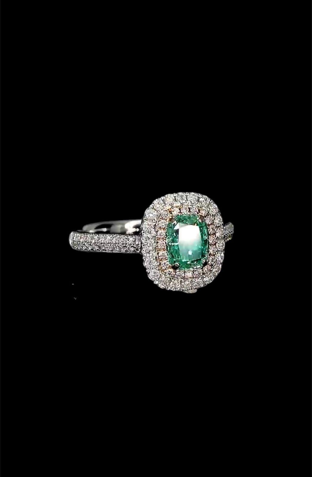 **100% NATURAL FANCY COLOUR DIAMOND JEWELRY**

✪ Jewelry Details ✪

♦ MAIN STONE DETAILS

➛ Stone Shape: Cushion
➛ Stone Color: Fancy Intense Green
➛ Stone Clarity: SI
➛ Stone Weight: 1.00 carats
➛ AGL certified

♦ SIDE STONE DETAILS

➛ Side white