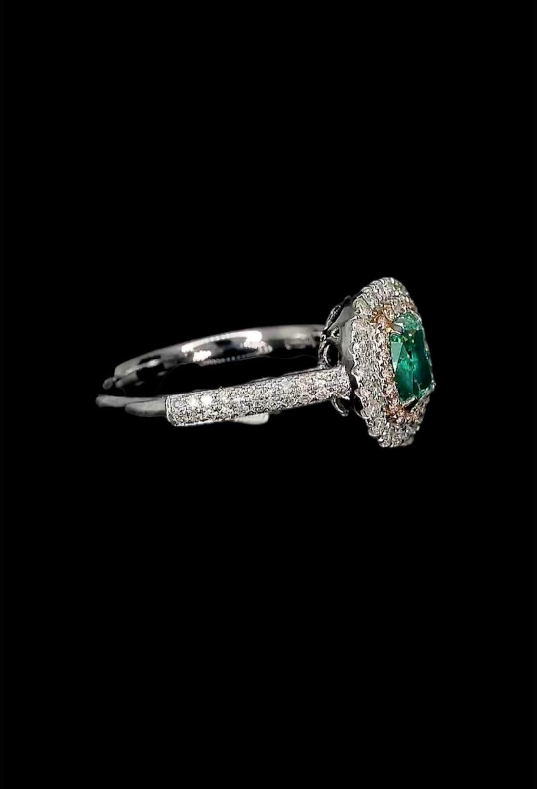 1.00 Carat Fancy Intense Green Diamond Ring SI Clarity AGL Certified In New Condition For Sale In Kowloon, HK