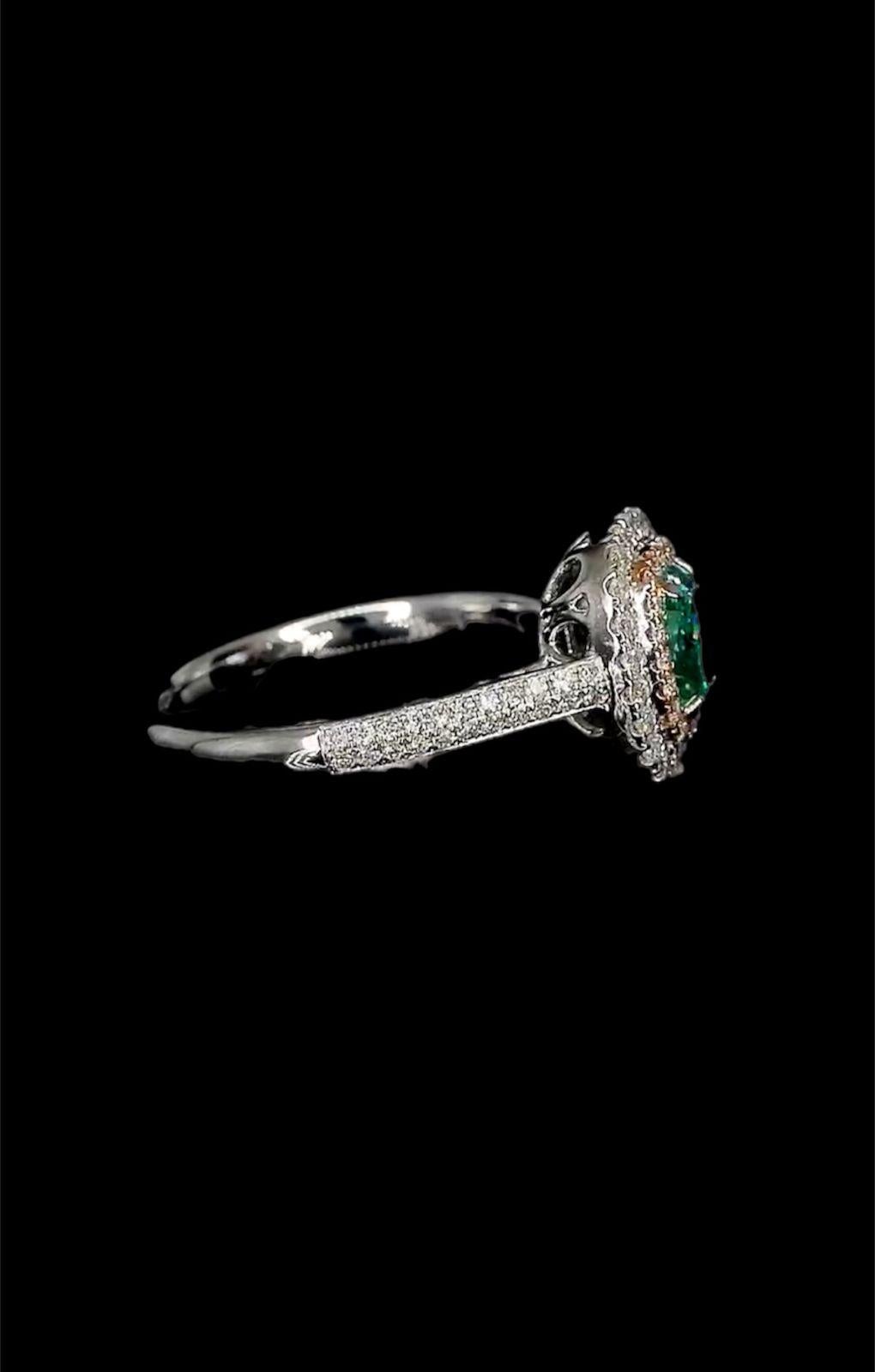 Women's 1.00 Carat Fancy Intense Green Diamond Ring SI Clarity AGL Certified For Sale
