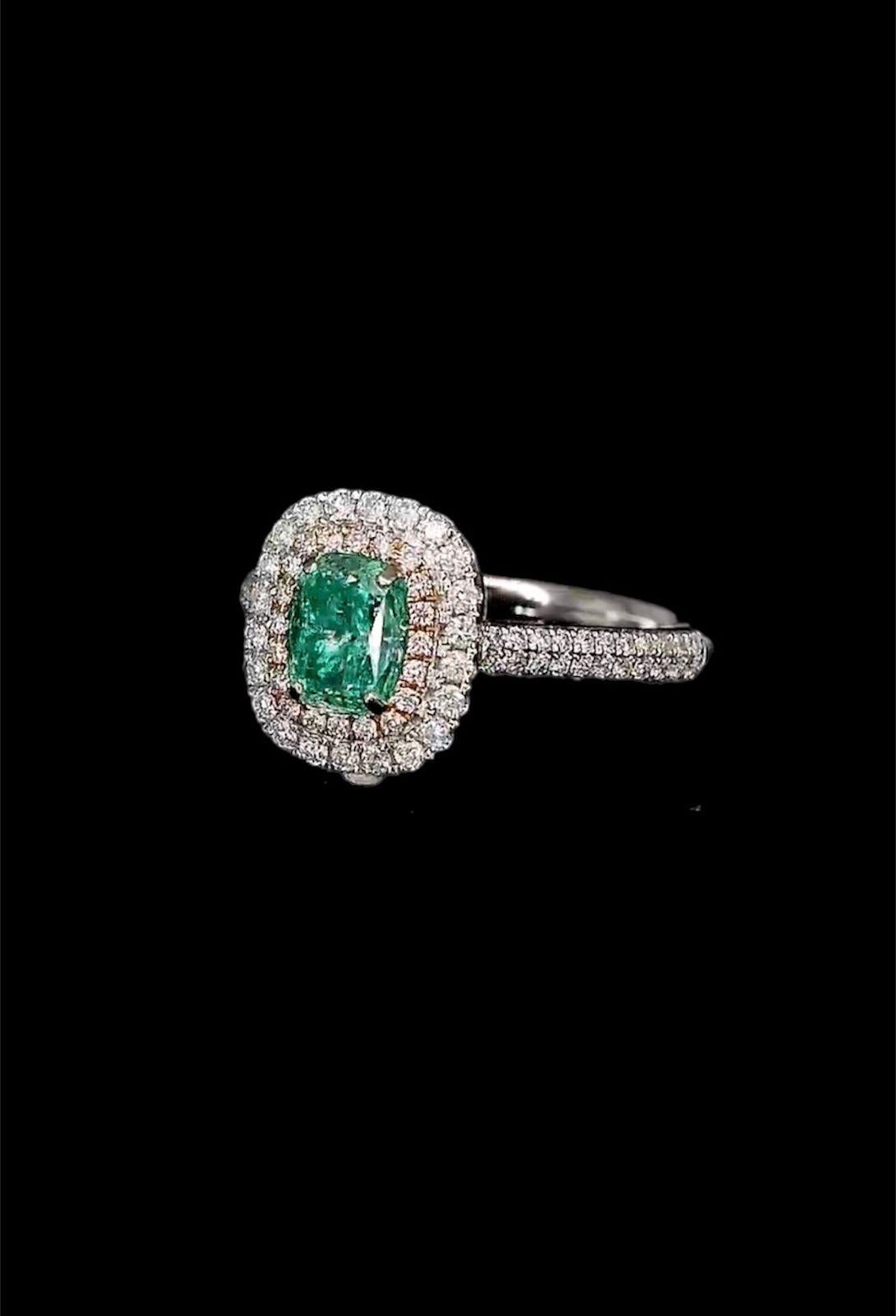 1.00 Carat Fancy Intense Green Diamond Ring SI Clarity AGL Certified For Sale 3