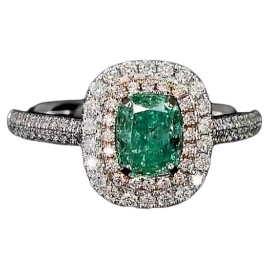 1.00 Carat Fancy Intense Green Diamond Ring SI Clarity AGL Certified For Sale