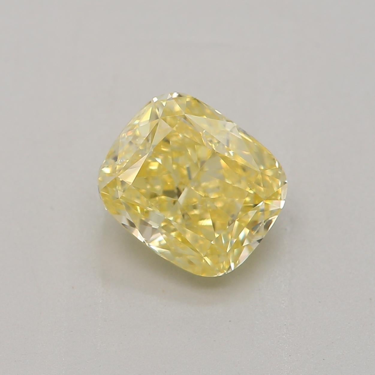 Diamant jaune intense fantaisie taille coussin de 1,00 carat, pureté SI2, certifié GIA en vente 1