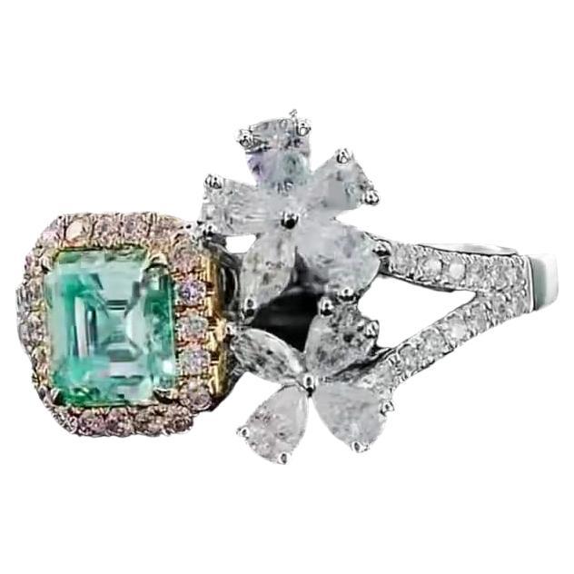 1.00 Carat Fancy Light Green Diamond Ring SI Clarity AGL Certified