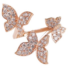 NO RESERVE - 1.00ct Fancy Light Pink Diamonds Butterfly, 14 Karat Pink Gold Ring
