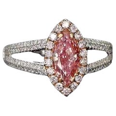 1.00 Carat Fancy Pink Diamond Ring SI Clarity AGL Certified (bague en diamant rose fantaisie)