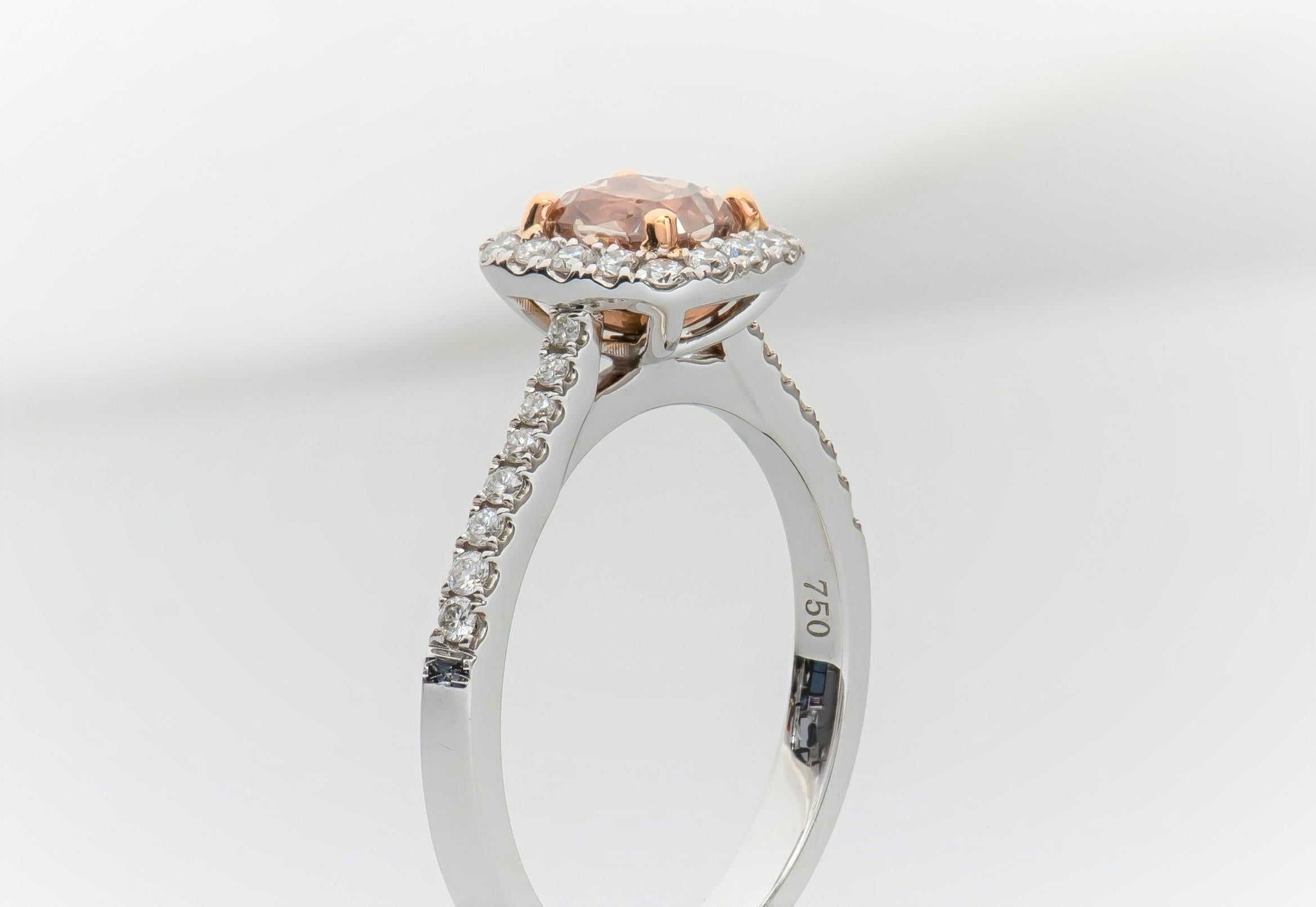 Women's 1.00 Carat 'GIA' SI1 Fancy Orange Brown Diamond Cathedral Engagement Ring