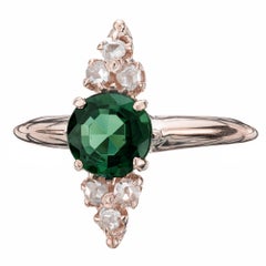 1.00 Carat Green Tourmaline Diamond Rose Gold Ring