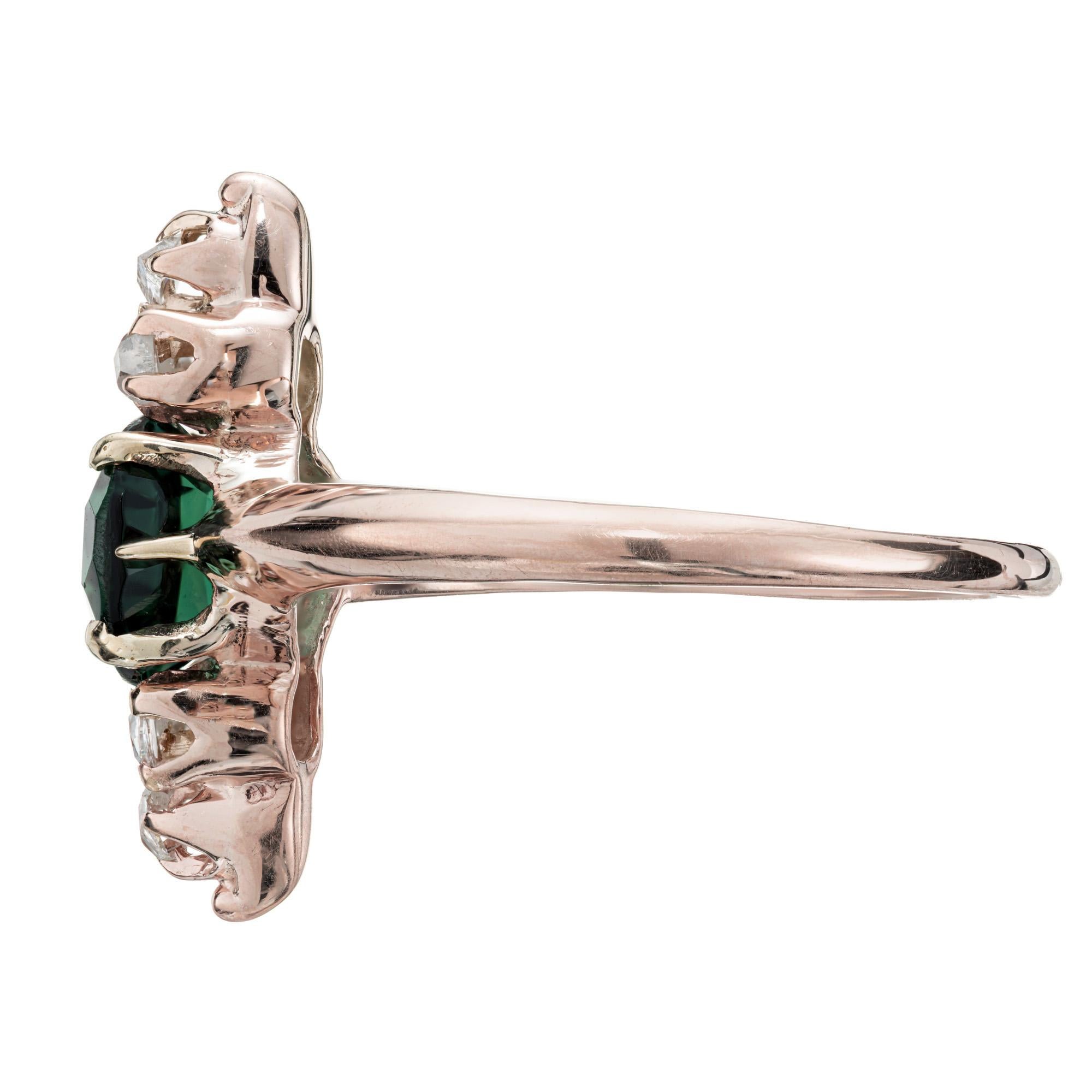 rose gold ring with green stone