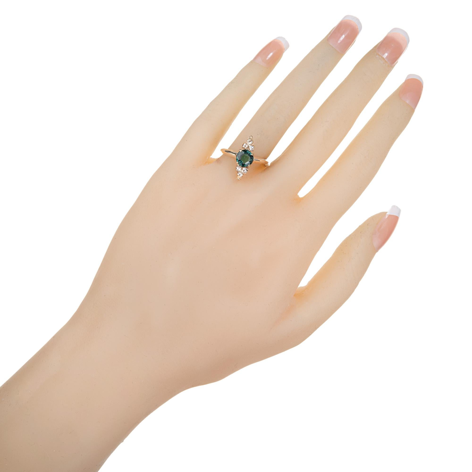 Women's 1.00 Carat Green Tourmaline Diamond Rose Gold Ring For Sale