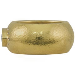 1.00 Carat Hammered Marquise Diamond Yellow Gold Ring