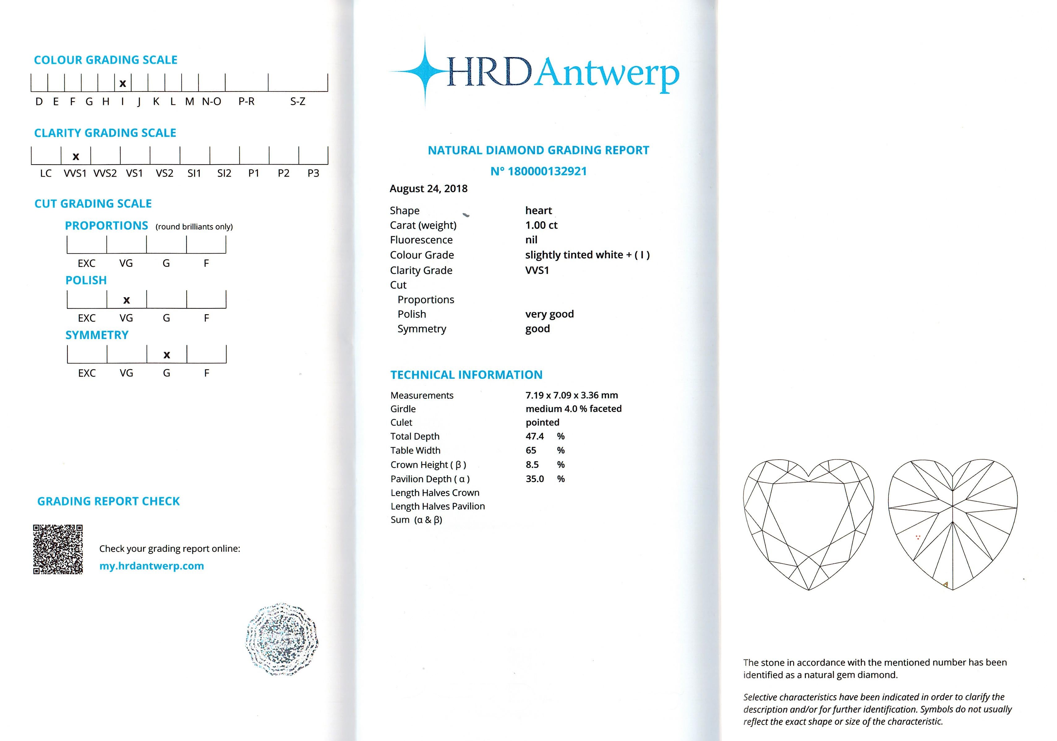1,00 Karat Herzförmiger Diamant-Platin-Verlobungsring im Zustand „Neu“ im Angebot in London, GB