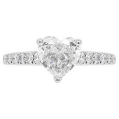 Bague de fiançailles en platine avec diamant en forme de cœur de 1,00 carat