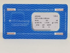 1.00 Carat HRD Certificate White Princess Cut Diamond