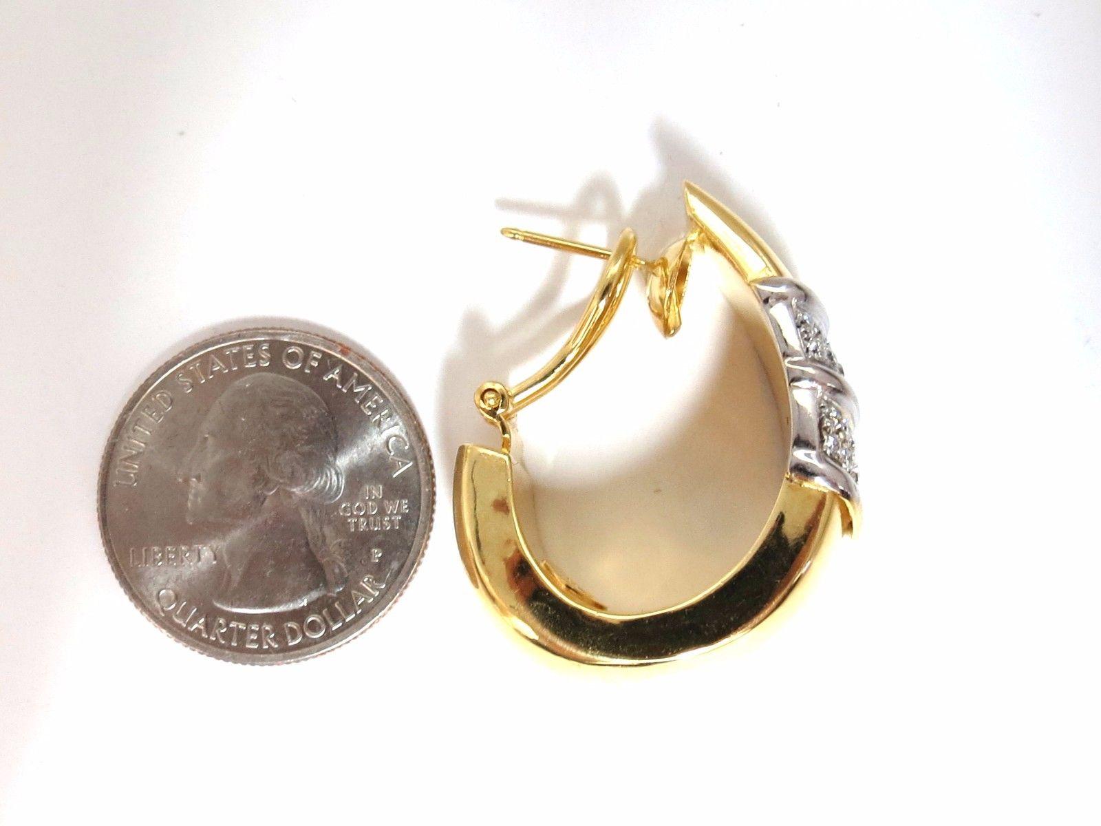 Taille ronde Créoles semi-créoles classiques en or 18 carats avec diamants de 1,00 carat de grande taille en vente