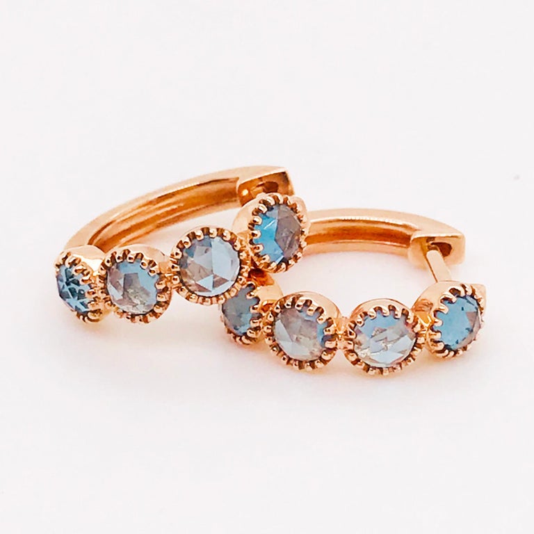 ToniMay London Blue Topaz Textured Gold Huggies