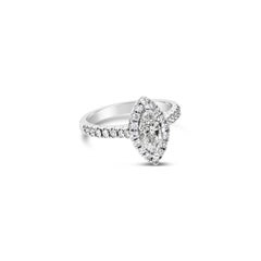 Roman Malakov 1.00 Carat Marquise Cut Diamond Halo Engagement Ring in White Gold