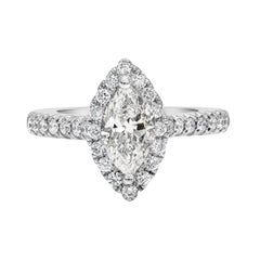 Roman Malakov Verlobungsring aus Weißgold mit 1,00 Karat Diamant-Halo im Marquise-Schliff