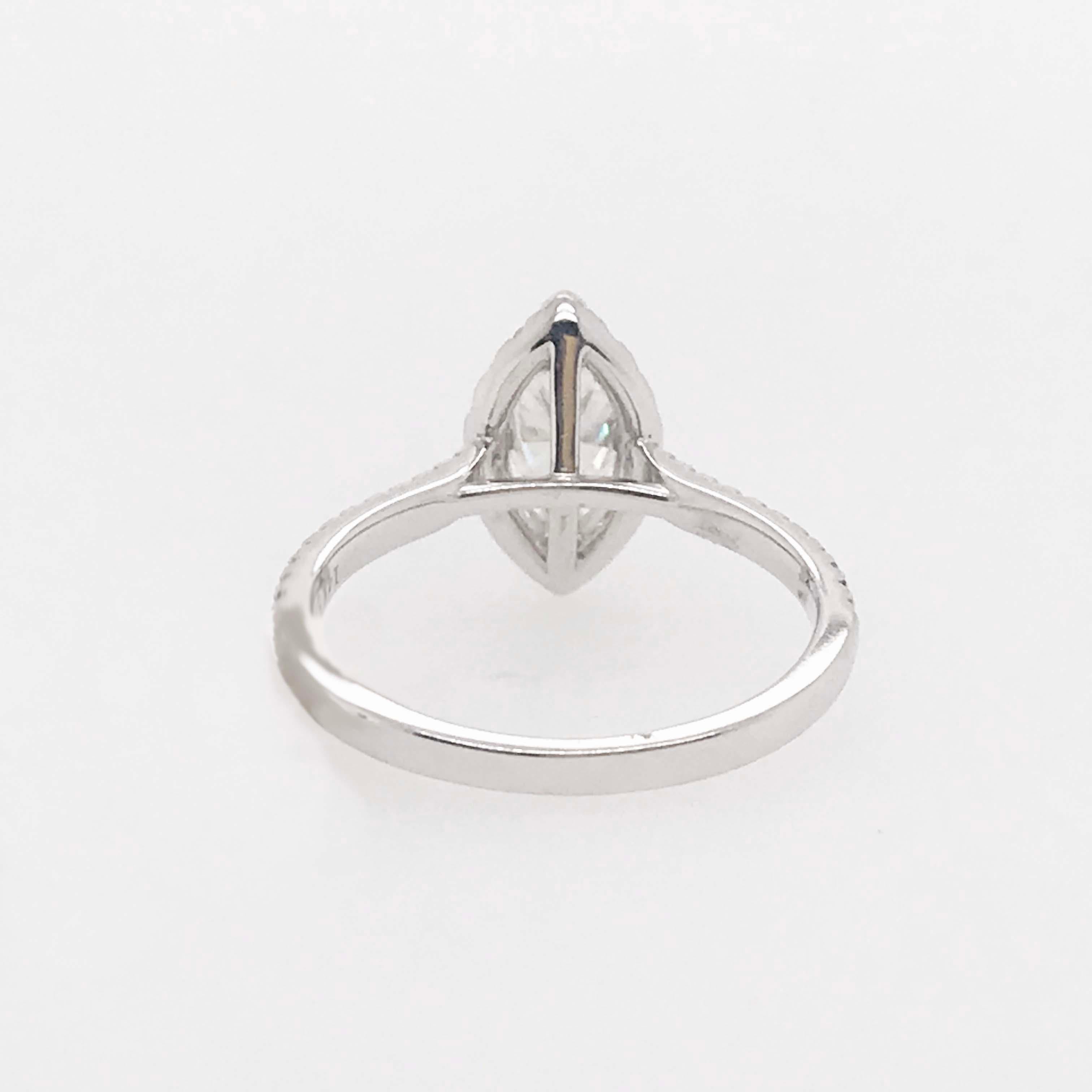 1,00 Karat Marquise-Diamant und Diamant-Halo-Verlobungsring mit Diamantband im Angebot 1