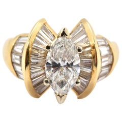 1.00 Carat Marquise Diamond with Diamond Accents 14 Karat Gold Engagement Ring