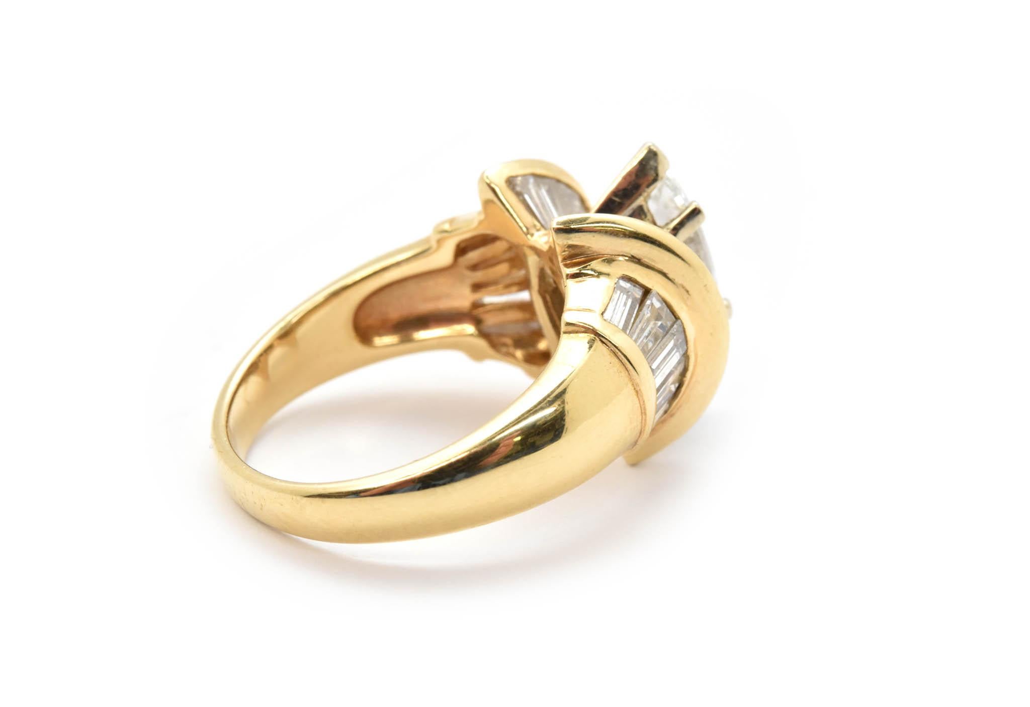 Women's 1.00 Carat Marquise Diamond with Diamond Accents 14 Karat Gold Engagement Ring