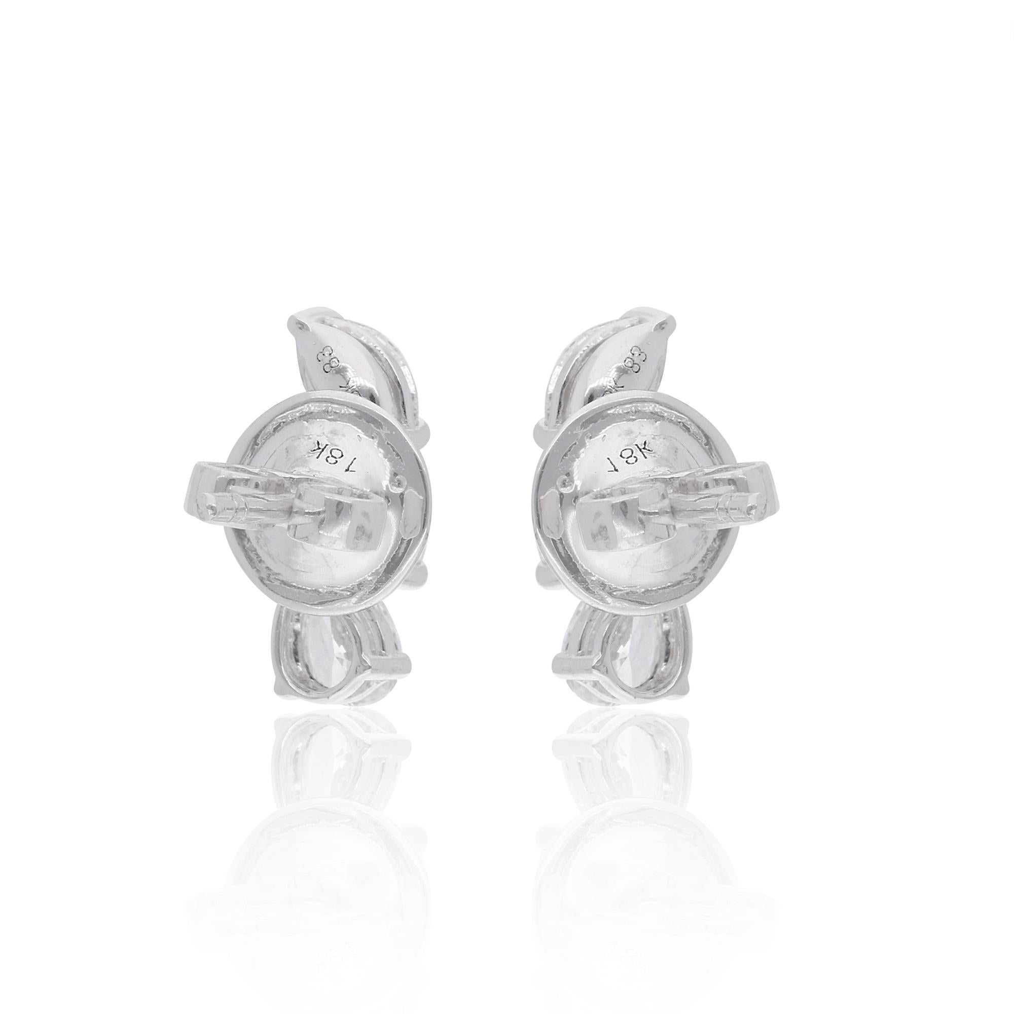 1.00 Carat Marquise Pear Diamond Stud Earrings 14 Karat White Gold Fine Jewelry In New Condition For Sale In Diera, Dubai
